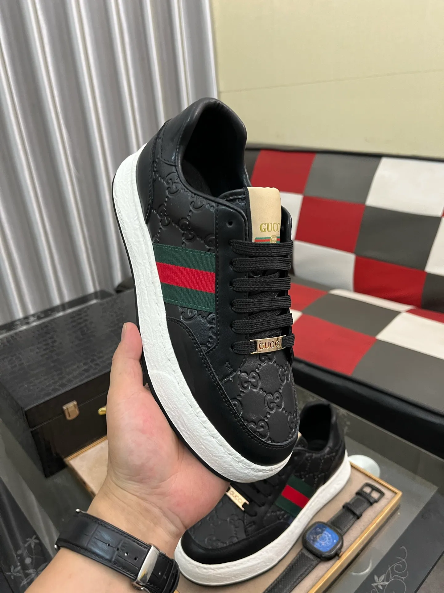 Men's shoes 💰420⌚️⌚️ (GUCCI-Gucci) luxury brand sports and casual shoes, imported original material, sheepskin lining, high-end and comfortable, original outsole is light and wear-resistant! Purely handmade, details determine quality! 38-442️⃣colors available
